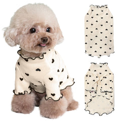 Yaopelky heart print shirt front view with breathable fabric keeping pets cool