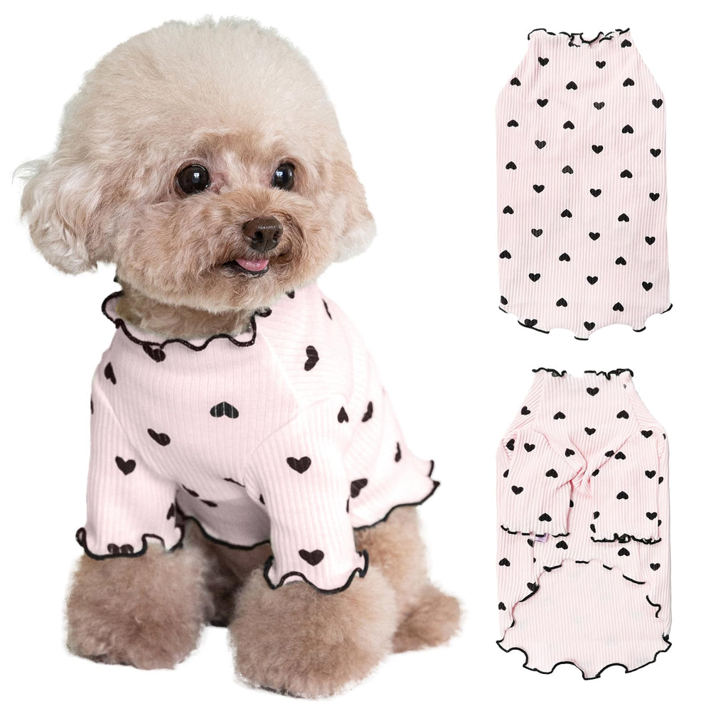 Yaopelky heart-print shirt in pink on a small dog for cool, stylish outings
