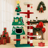 YARUOMY Christmas Cat Tree main tower offers dual condos for lounging and observing