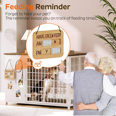 YATINEY foldable dog crate furniture DIY hooks for leashes and photos.