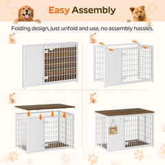 YATINEY foldable dog crate furniture top panel, quick setup for cozy pet corners.