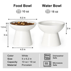 YauYik raised cat bowl side view showing elevated height for easier swallowing.