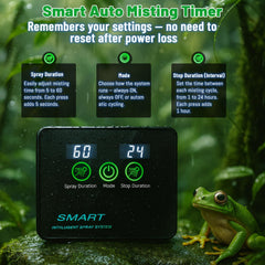 Ycxydr Reptile Mister LED display enables easy timer setup and mode selection.