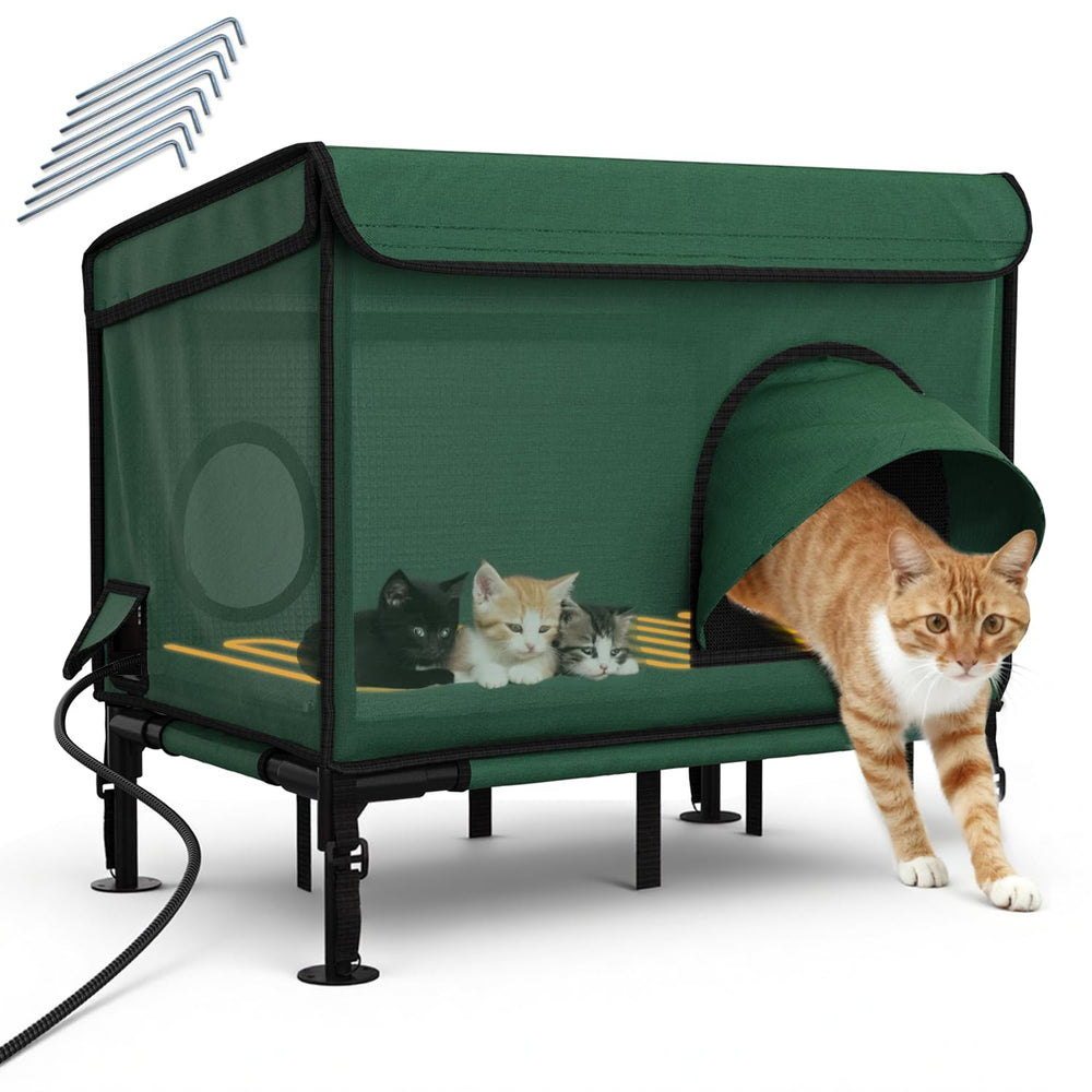 YDTOP heated cat house exterior shows weatherproof shelter for outdoor cats