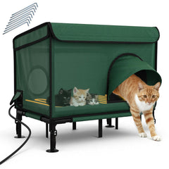 YDTOP heated cat house exterior shows weatherproof shelter for outdoor cats