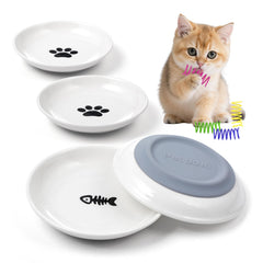 YEAHGO ceramic cat bowls with a non-slip base keeping meals tidy and spill-free.