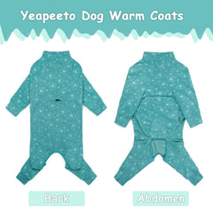 Yeapeeto jumpsuit provides full-body coverage in green for winter warmth.