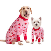yeapeeto dog recovery suit strawberry-xl front view supports post-surgery comfort