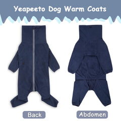 Yeapeeto dog winter coat back view showing full-body coverage for cold outdoor activities