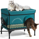 yeatruojeet heated cat house exterior blue shows weatherproof shelter for outdoors