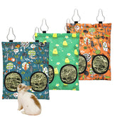 YedsIntu 3-pack rabbit hay feeder bags with two holes for tidy feeding and reduced waste.