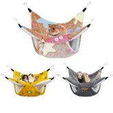 YedsIntu guinea pig hammock in yellow carrot pattern provides cozy resting space.