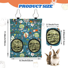 YedsIntu rabbit hay feeder bag hung with two hooks for easy setup and tidy feeding.