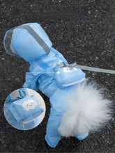Yeduzyn dog raincoat with boots in Blue Cloud keeps paws dry during rainy walks.