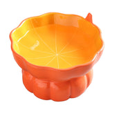 Yeexoxow cute pumpkin bowl front view showing stable elevated design for cats.