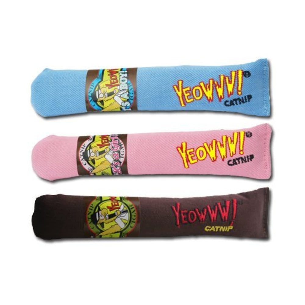 Yeowww! cigar 3 pack blue toy promotes playful catnip fun for curious cats