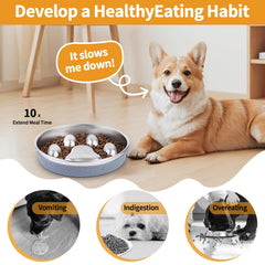 YeQIENGC slow feeder dog bowl paw-pattern maze reduces gulping and adds mental stimulation.