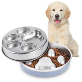 YeQIENGC slow feeder dog bowl with reversible design slows fast eaters for calmer meals.