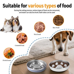 YeQIENGC slow feeder dog bowl stainless steel resists odors and cleans easily.