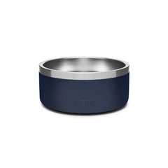 YETI Boomer 4 navy bowl side view highlights BearFoot non-slip ring for steady feeding.