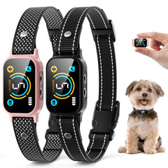 Yetogib 2-pack bark collar worn on a small dog during a calm night walk for calmer behavior