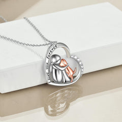 YFN rose-tone dog pendant on chain conveys affectionate remembrance