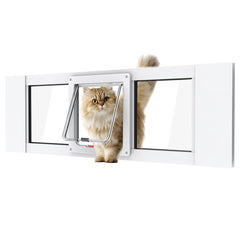 YGNNJY aluminum cat door window panel demonstrates tool-free installation for renters