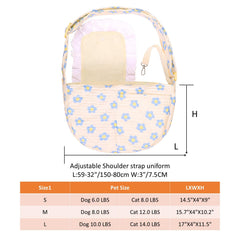 YHSHYZH Floral Dog Carrier blue daisy front view, versatile sling as handbag