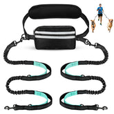 Yicostar hands free dog leash with pouch enables hands-free walks with secure storage.