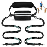 Yicostar hands free dog leash with pouch enables hands-free walking with essentials easily accessible.