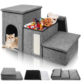 YIMITEE dog stairs 3-tier storage helps pets reach beds safely, reducing jump strain