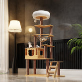 Yinanroa cat tree 65inch outer view shows sturdy eco friendly wood design for indoor fun