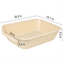 Ying Tutu low-entry litter box beach sand angled view enables easy access for seniors