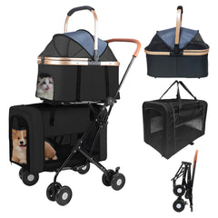 YIRCELOM double-pet-stroller two-pets setup for easy outings