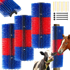 Yiyiring 3-pack horse scratching posts in blue and red for versatile grooming.