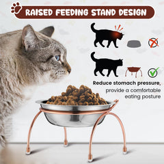 Yiyiring stainless-steel cat bowls stands—easy assembly and stable feeding.