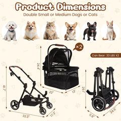 YIYUNBEBE 3-in-1 stroller design supports double, single, or carrier use