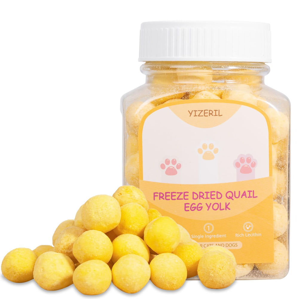 The Yizeril packaging highlights a single-ingredient pet snack.