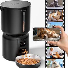 YIZFERN automatic cat feeder front view camera for remote monitoring.