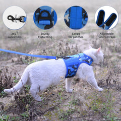 YIZHI MIAOW harness ocean camo back view showing padded vest.