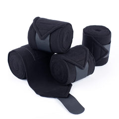 Y.J TAILS horse polo wraps black four-pack for leg protection during training.