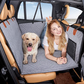 YJGF back seat extender car bed setup offers calmer rides for dogs.