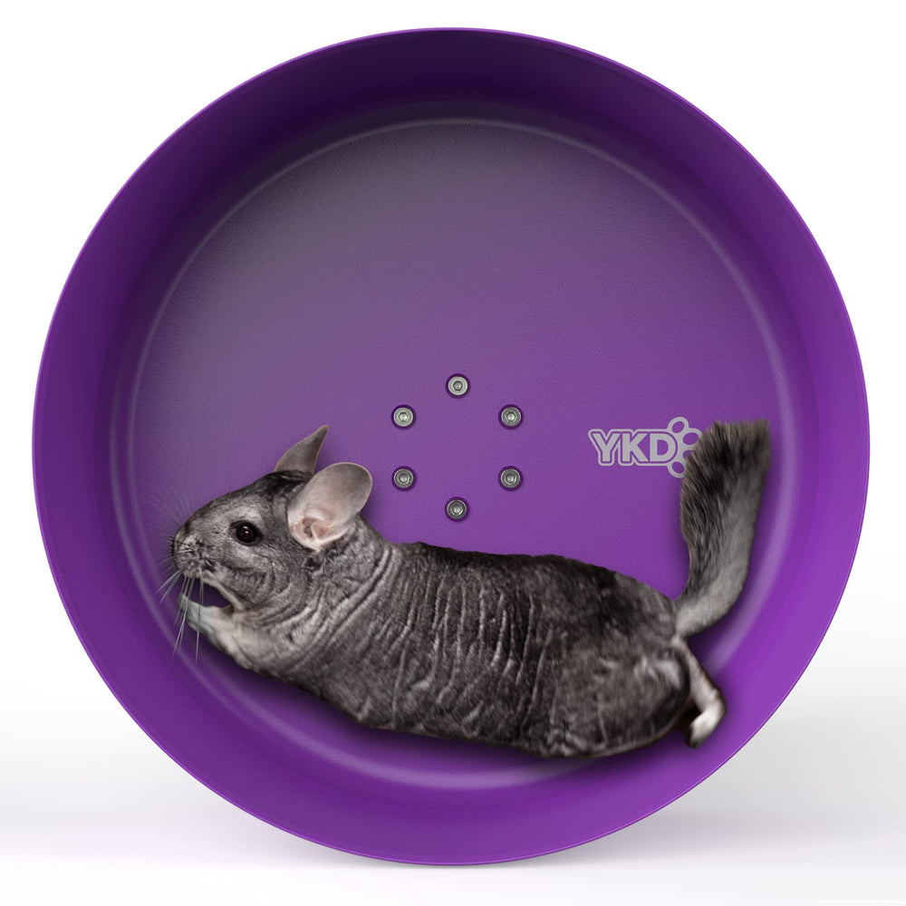 YKD 15-inch silent chinchilla wheel purple front view—quiet exercise for small pets