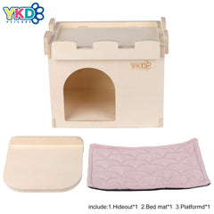 YKD Castle Chinchilla House roof detail, ideal for enrichment with toys and snacks.