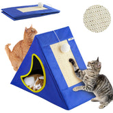 YKUBOT Upgraded Cat Scratcher House folded for easy storage and travel.