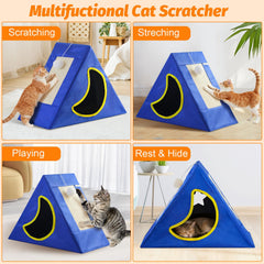 YKUBOT Upgraded Cat Scratcher House semi-moon design offers private retreat.