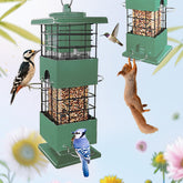 YLTIMER bird feeder front view with weight-activated protection for seeds