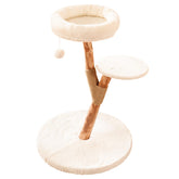 YOCAN modern cat tree tower with natural wood posts adds stylish, sturdy indoor furniture for cats