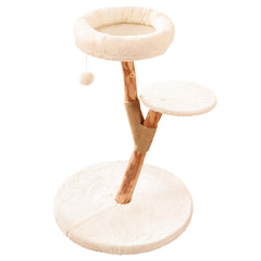 YOCAN modern cat tree tower with natural wood posts adds stylish, sturdy indoor furniture for cats