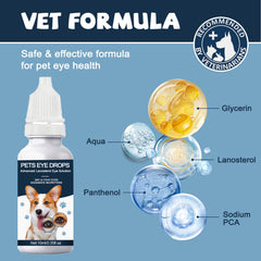 Yocisku dog eye drops bottle demonstrating long-lasting lubrication for comfortable eyes.